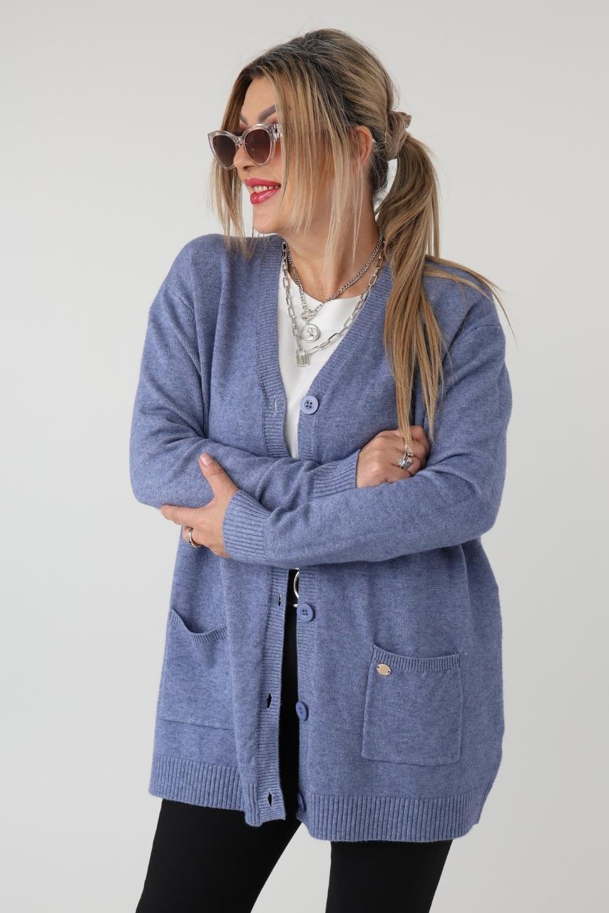 Sweter na guziki rozpinany PLUS SIZE – damski sweter XXL z miękkiej dzianiny dla puszystych kobiet