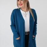 Sweter na guziki rozpinany PLUS SIZE – damski sweter XXL z miękkiej dzianiny dla puszystych kobiet