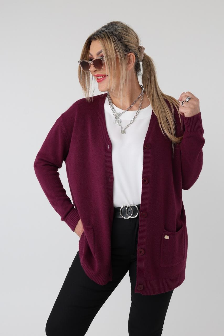 Sweter na guziki rozpinany PLUS SIZE – damski sweter XXL z miękkiej dzianiny dla puszystych kobiet