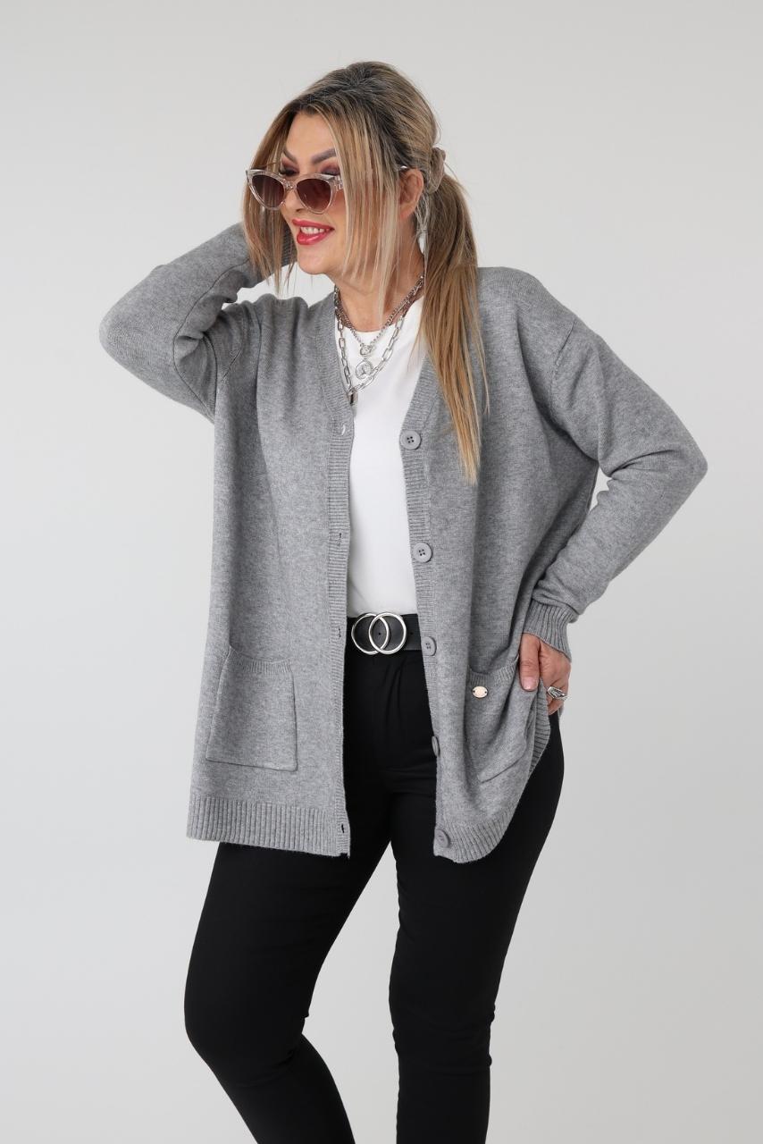 Sweter na guziki rozpinany PLUS SIZE – damski sweter XXL z miękkiej dzianiny dla puszystych kobiet