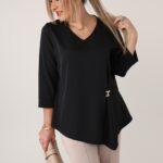 Elegancka bluzka szyfonowa plus size z długim rękawem – damska bluzka XXL w dużych rozmiarach dla puszystych kobiet