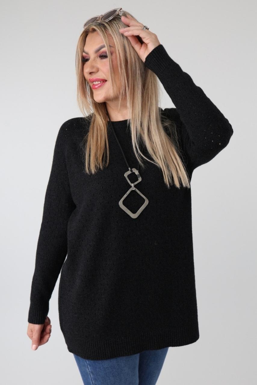 Elegancki ażurowy sweter damski plus size – luźny sweter XXL w dużych rozmiarach dla puszystych kobiet