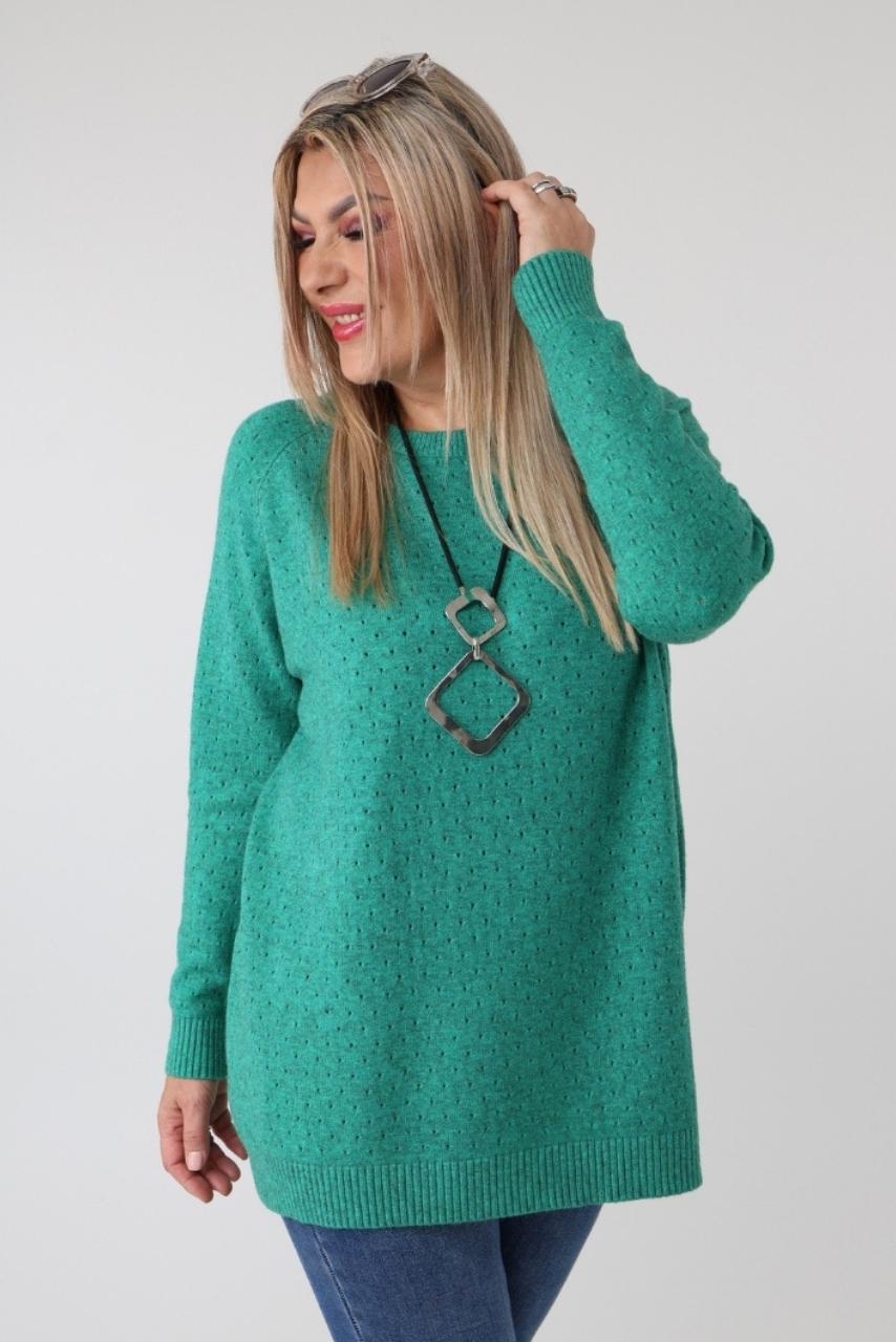 Elegancki ażurowy sweter damski plus size – luźny sweter XXL w dużych rozmiarach dla puszystych kobiet