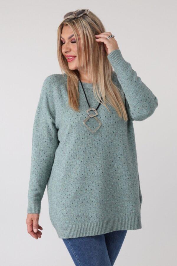 Elegancki ażurowy sweter damski plus size – luźny sweter XXL w dużych rozmiarach dla puszystych kobiet