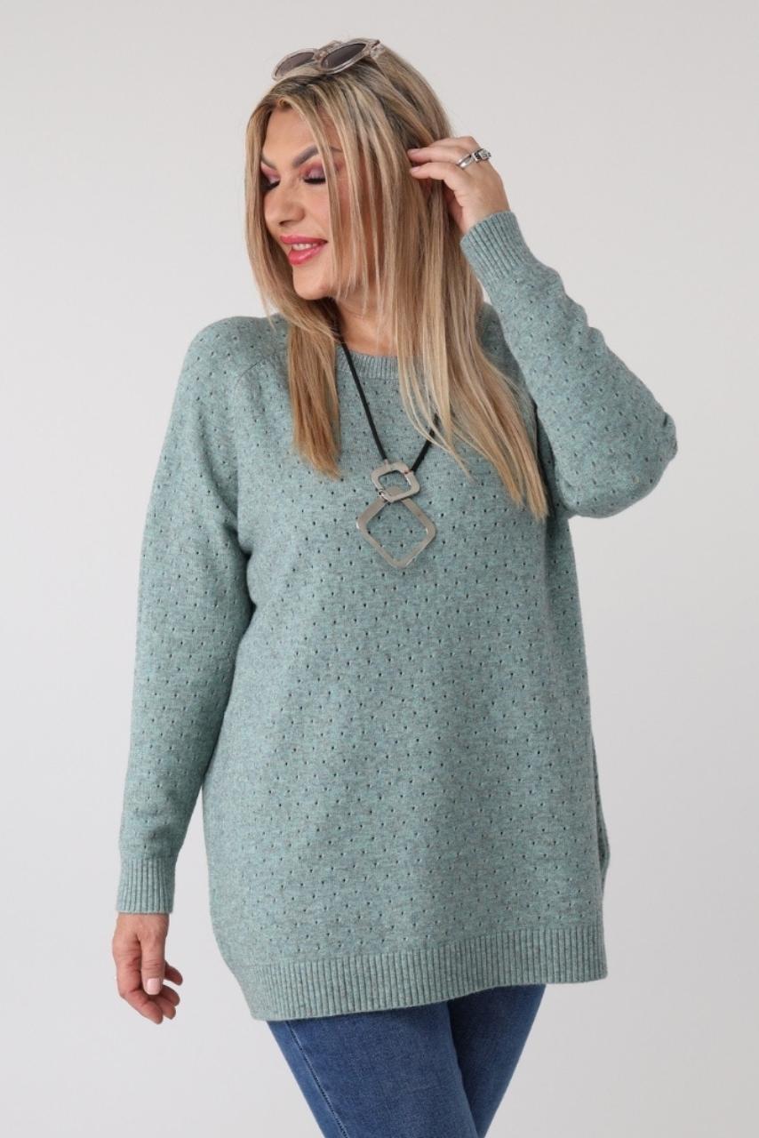 Elegancki ażurowy sweter damski plus size – luźny sweter XXL w dużych rozmiarach dla puszystych kobiet