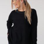 elegancki sweter damski plus size z dżetami na dekolcie – sweter XXL dla puszystych kobiet