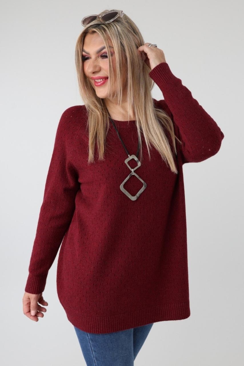 Elegancki ażurowy sweter damski plus size – luźny sweter XXL w dużych rozmiarach dla puszystych kobiet