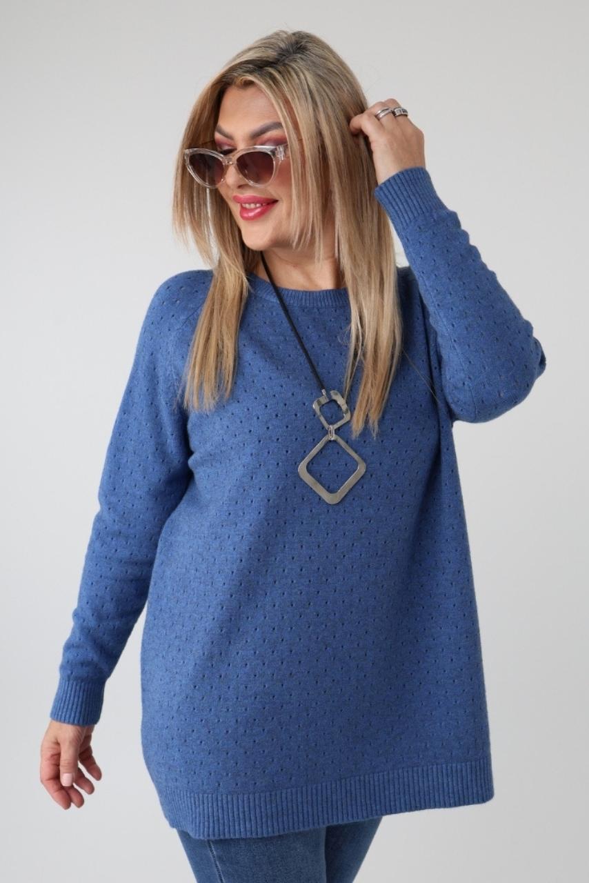 Elegancki ażurowy sweter damski plus size – luźny sweter XXL w dużych rozmiarach dla puszystych kobiet