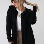 Elegancki rozpinany sweter damski plus size w geometryczny wzór – kardigan XXL dla puszystych kobiet