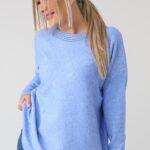 elegancki sweter damski plus size z dżetami na dekolcie – sweter XXL dla puszystych kobiet