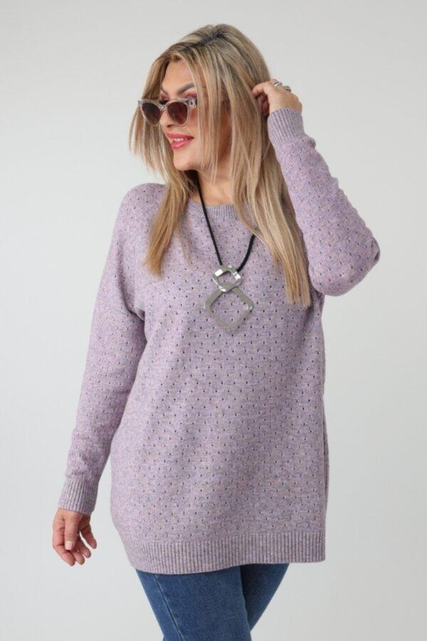 Elegancki ażurowy sweter damski plus size – luźny sweter XXL w dużych rozmiarach dla puszystych kobiet