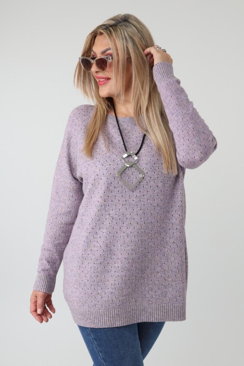 Elegancki ażurowy sweter damski plus size – luźny sweter XXL w dużych rozmiarach dla puszystych kobiet