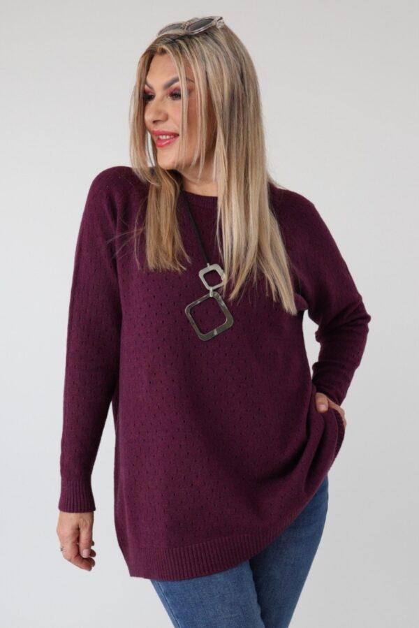 Elegancki ażurowy sweter damski plus size – luźny sweter XXL w dużych rozmiarach dla puszystych kobiet