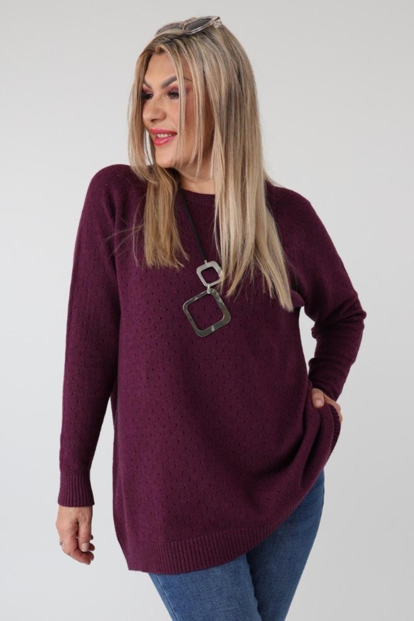 Elegancki ażurowy sweter damski plus size – luźny sweter XXL w dużych rozmiarach dla puszystych kobiet
