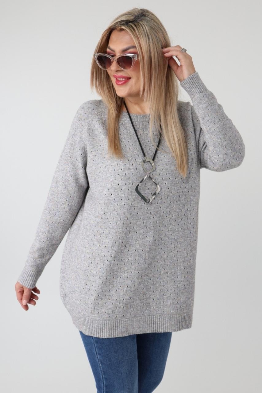 Elegancki ażurowy sweter damski plus size – luźny sweter XXL w dużych rozmiarach dla puszystych kobiet