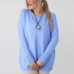 Elegancki ażurowy sweter damski plus size z ozdobnymi guzikami – sweter XXL dla puszystych kobiet