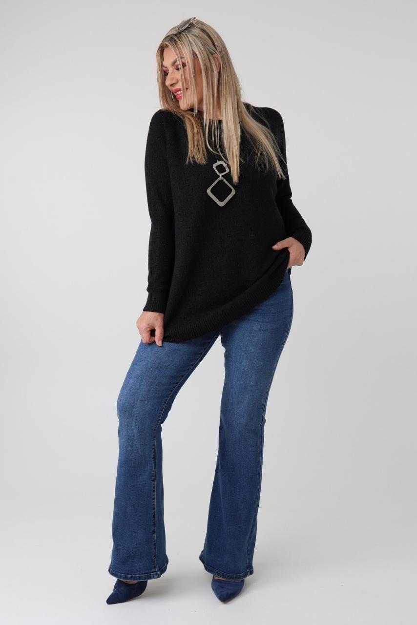 Elegancki ażurowy sweter damski plus size – luźny sweter XXL w dużych rozmiarach dla puszystych kobiet
