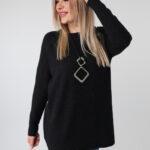 Elegancki sweter damski plus size ażurowy czarny (5)