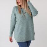 Elegancki sweter damski plus size ażurowy miętowy (5)