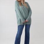 Elegancki sweter damski plus size ażurowy miętowy (7)