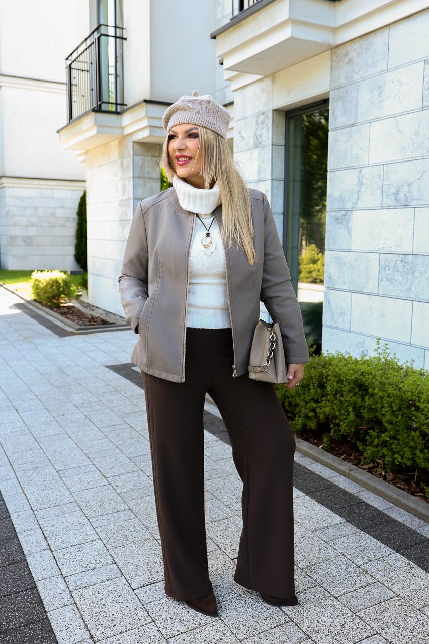 Kurtka damska chanelka plus size beżowa 42-50