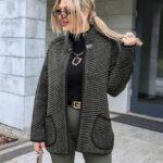 Sweter kardigan damski plus size elegancki na zamek zielony 44-50
