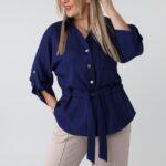 Bluzka koszulowa plus size wiązana w talii