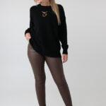Damski elegancki sweter plus size z ozdobnym przeszyciem – luźny sweter XXL dla puszystych kobiet w dużych rozmiarach