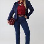 Ciemne jeansy damskie plus size z wysokim stanem i prostą nogawką – dżinsy XXL dla puszystych kobiet