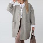 Długi elegancki kardigan damski plus size – sweter XXL dla puszystych kobiet w dużych rozmiarach