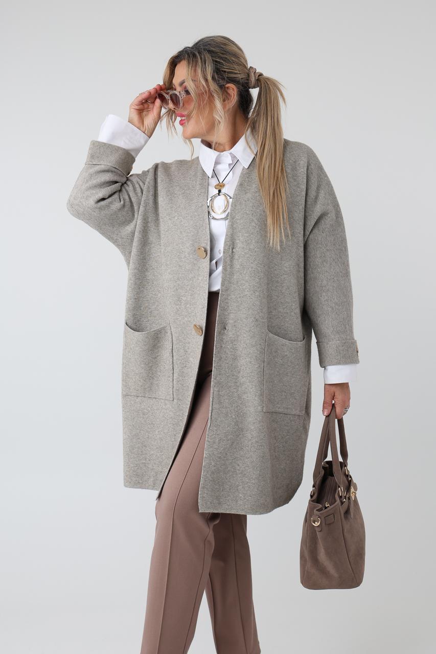 Długi elegancki kardigan damski plus size – sweter XXL dla puszystych kobiet w dużych rozmiarach