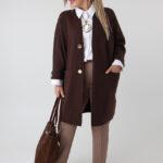 Długi elegancki kardigan damski plus size – sweter XXL dla puszystych kobiet w dużych rozmiarach