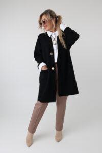 Długi elegancki kardigan damski plus size – sweter XXL dla puszystych kobiet w dużych rozmiarach