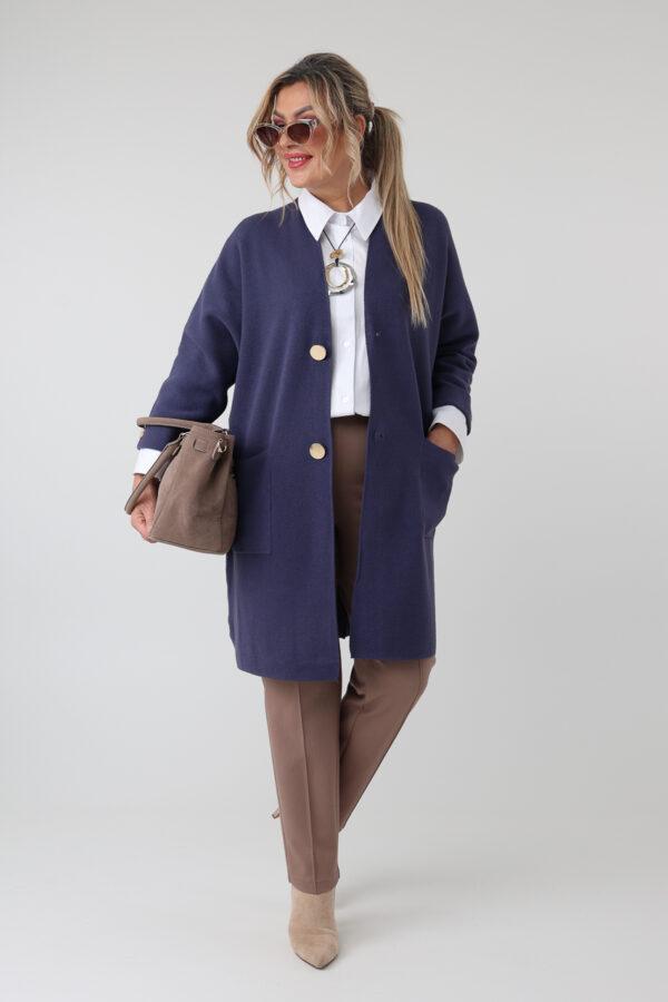 Długi elegancki kardigan damski plus size – sweter XXL dla puszystych kobiet w dużych rozmiarach