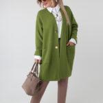 Długi elegancki kardigan damski plus size – sweter XXL dla puszystych kobiet w dużych rozmiarach
