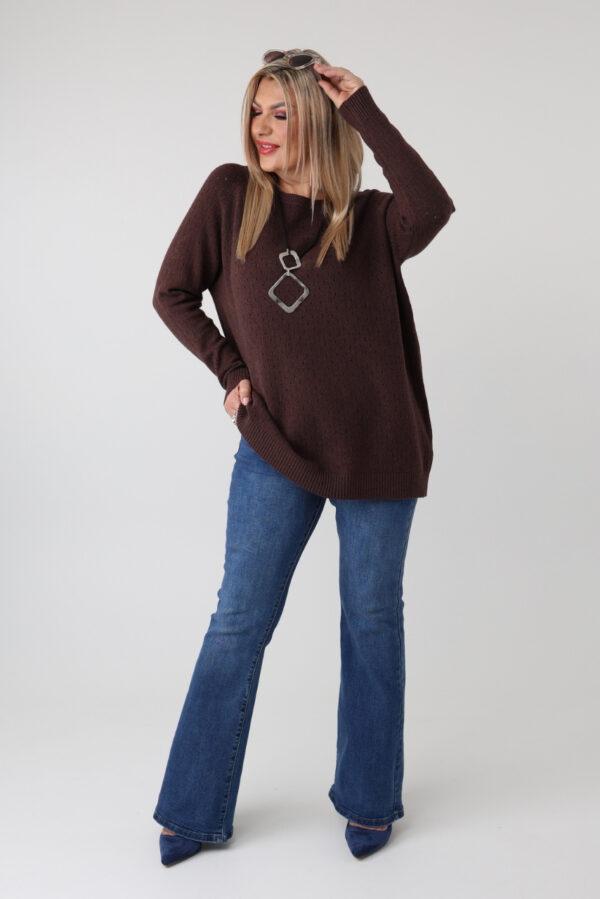 Elegancki ażurowy sweter damski plus size – luźny sweter XXL w dużych rozmiarach dla puszystych kobiet
