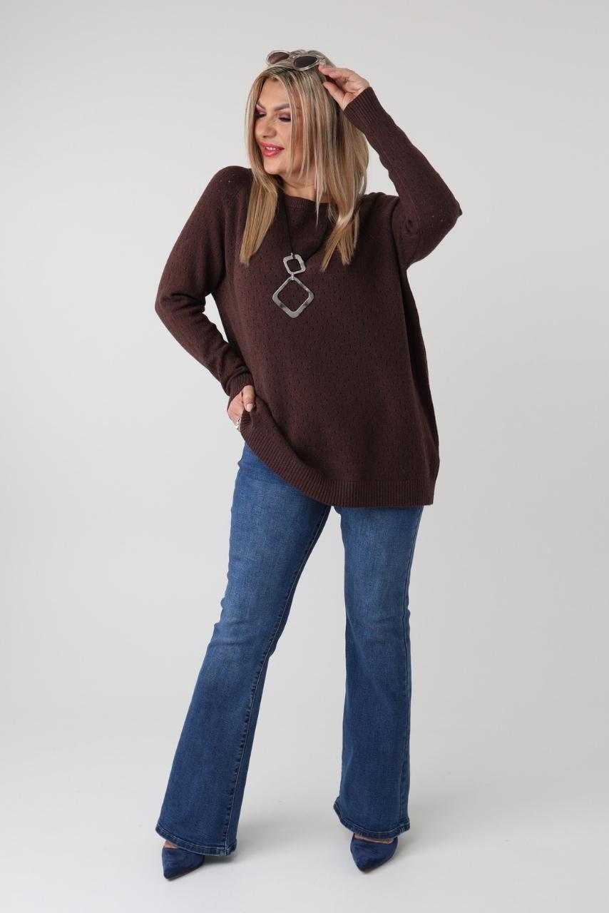 Elegancki ażurowy sweter damski plus size – luźny sweter XXL w dużych rozmiarach dla puszystych kobiet