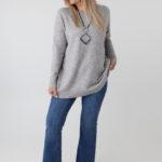 Elegancki ażurowy sweter damski plus size – luźny sweter XXL w dużych rozmiarach dla puszystych kobiet