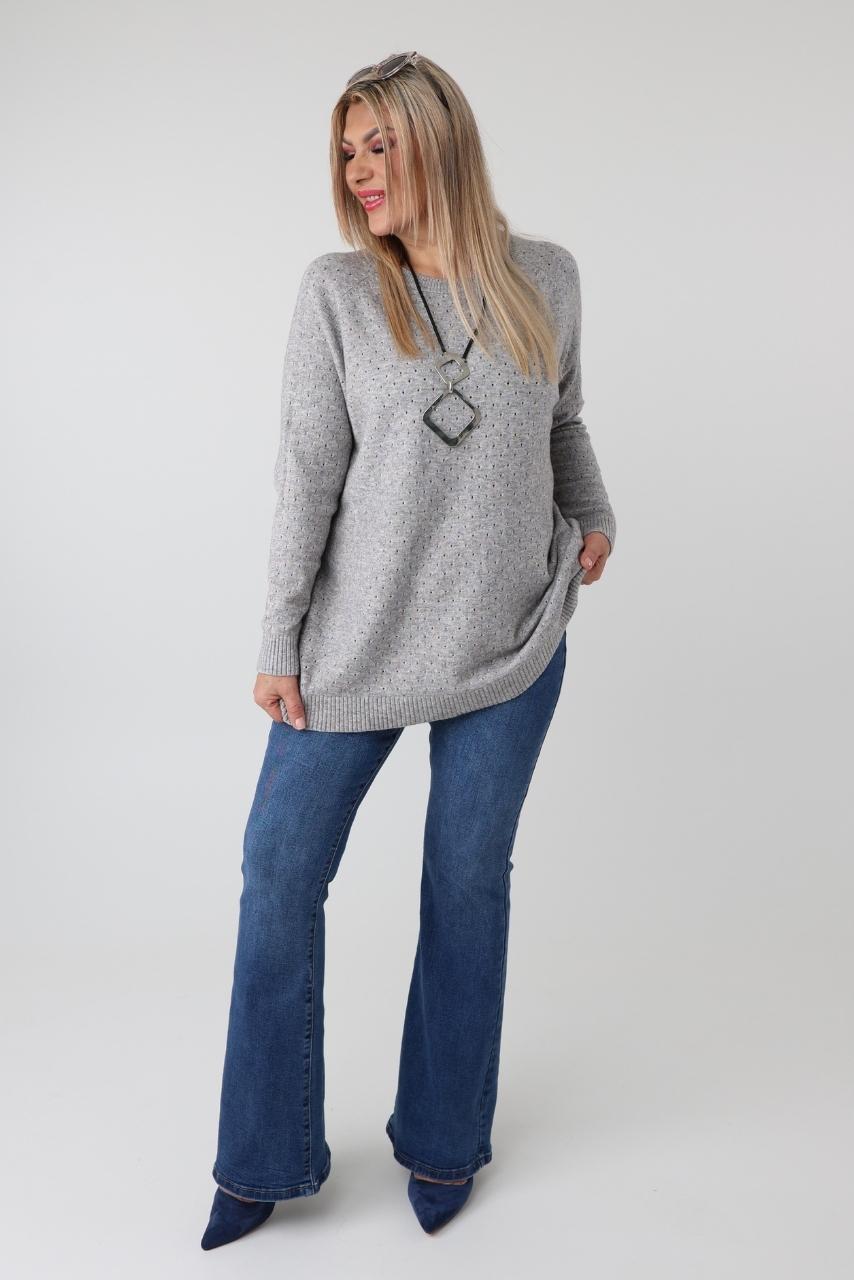 Elegancki ażurowy sweter damski plus size – luźny sweter XXL w dużych rozmiarach dla puszystych kobiet