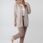 Elegancki rozpinany sweter damski plus size w geometryczny wzór – kardigan XXL dla puszystych kobiet
