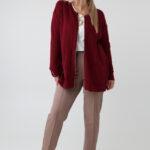 Elegancki rozpinany sweter damski plus size w geometryczny wzór – kardigan XXL dla puszystych kobiet