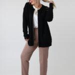 Elegancki rozpinany sweter damski plus size w geometryczny wzór – kardigan XXL dla puszystych kobiet