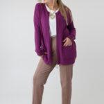 Elegancki rozpinany sweter damski plus size w geometryczny wzór – kardigan XXL dla puszystych kobiet