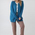 Elegancki rozpinany sweter damski plus size w geometryczny wzór – kardigan XXL dla puszystych kobiet