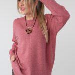 Damski elegancki sweter plus size z ozdobnym przeszyciem – luźny sweter XXL dla puszystych kobiet w dużych rozmiarach