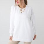 Prosty elegancki sweter damski plus size – klasyczny sweter XXL dla puszystych kobiet w dużych rozmiarach