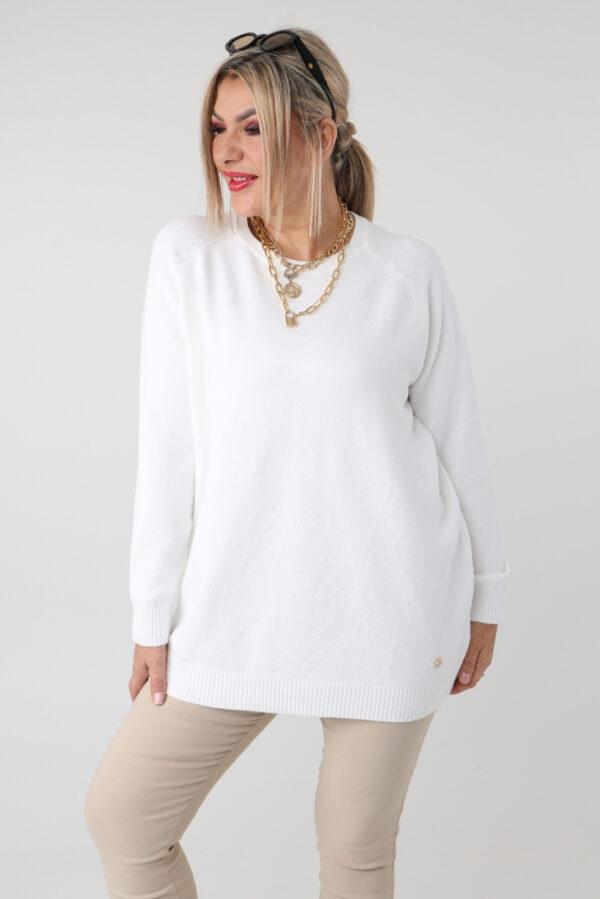 Prosty elegancki sweter damski plus size – klasyczny sweter XXL dla puszystych kobiet w dużych rozmiarach