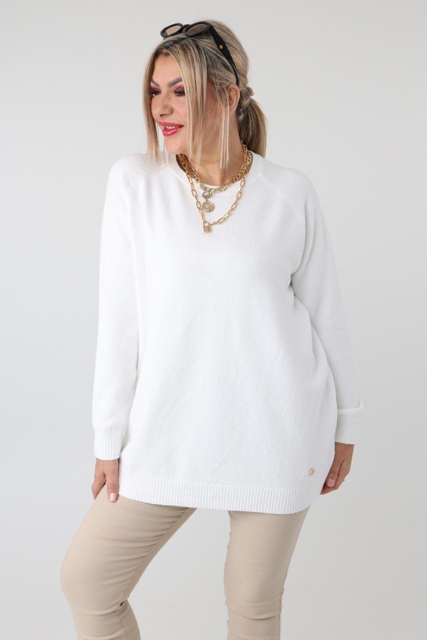 Prosty elegancki sweter damski plus size – klasyczny sweter XXL dla puszystych kobiet w dużych rozmiarach
