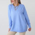 Prosty elegancki sweter damski plus size – klasyczny sweter XXL dla puszystych kobiet w dużych rozmiarach