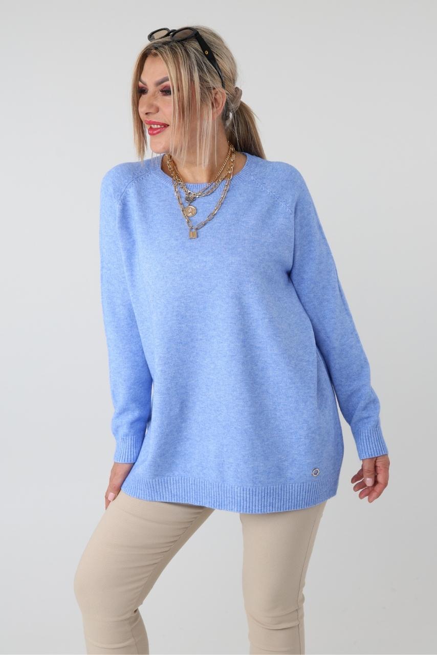 Prosty elegancki sweter damski plus size – klasyczny sweter XXL dla puszystych kobiet w dużych rozmiarach